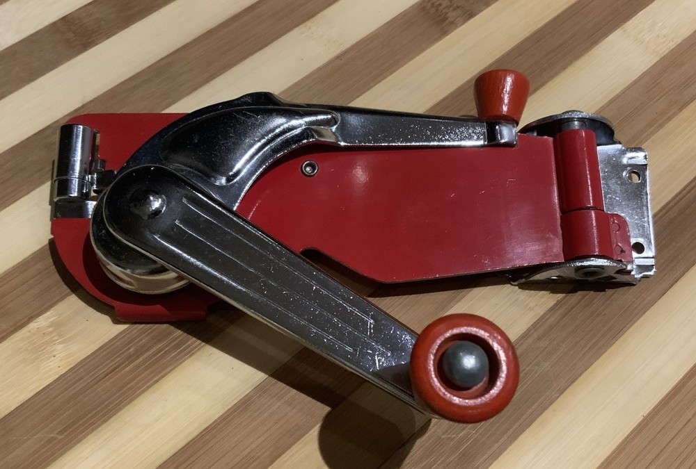Vintage Dazey Model 80 Wall Mount Can Opener Chrome Red Knobs No Mount