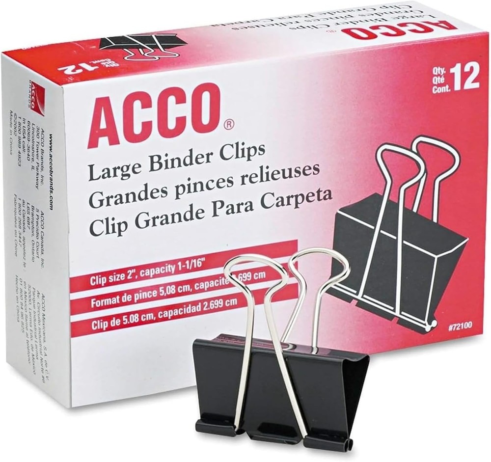 Binder Clips Large 1 Box 12 Clips/Box Multi-Purpose