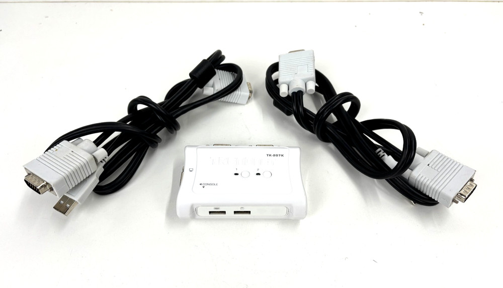 TRENDnet TK-207K 2-Port USB White KVM Switch + Cables
