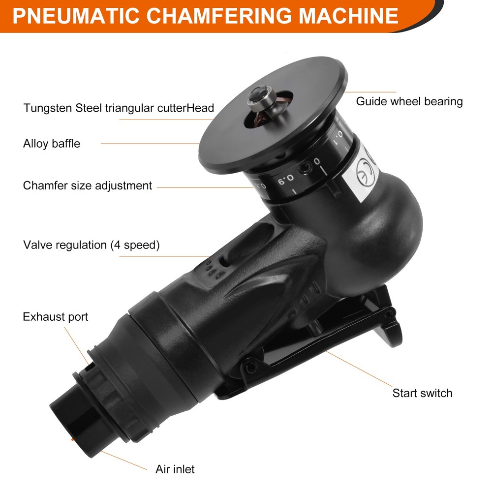 Pneumatic Chamfering Machine Metal Trimming Air Chamfer Beveling Tool+Inserts US