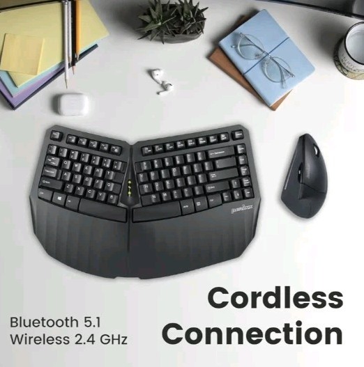 Perixx PERIDUO-813B US, Wireless Ergonomic Compact Keyboard & Vertical Mouse
