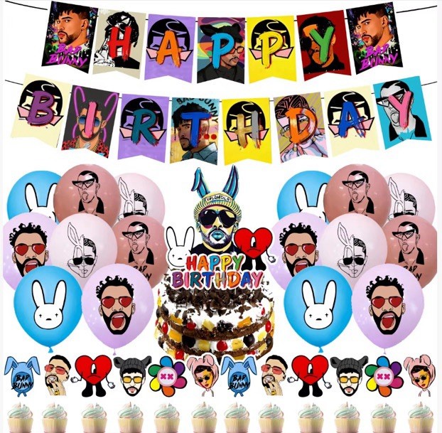 Bad Bunny Birthday Decorations (Ready To Ship)