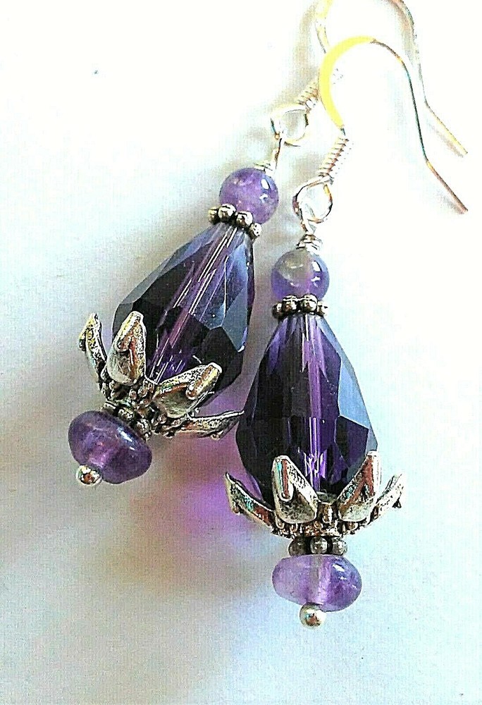 Handmade Amethyst Blossom Earrings