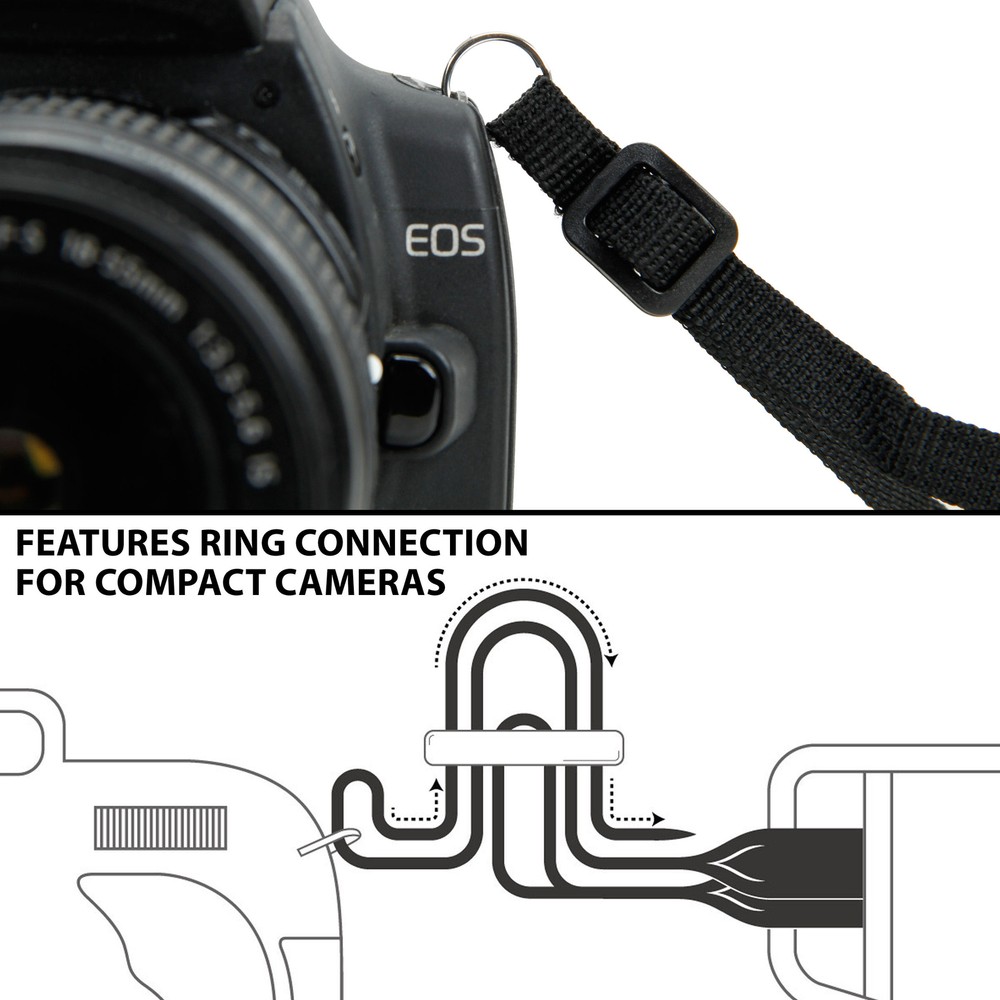 Universally Compatible Digital Camera Harness with Key Ring Attachment