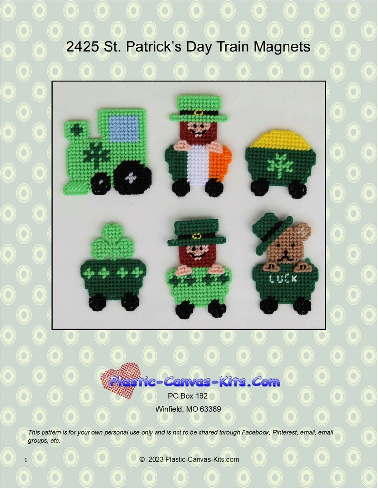 St. Patrick's Day Train Magnets-Plastic Canvas Pattern or Kit