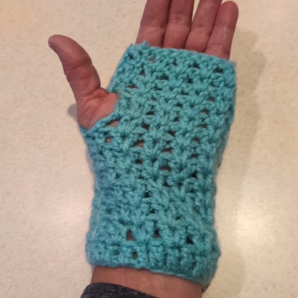 Handmade Crocheted Handwarmer Aqua NEW