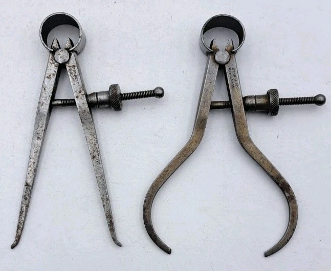 2 Small Vintage Starrett Calipers With Quick Nut Machinist/ Tool Maker