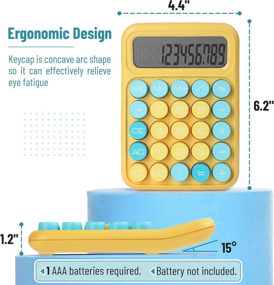 Mr. Pen- Mechanical Switch Calculator, 12Digits, Large LCD Display, Lagoon