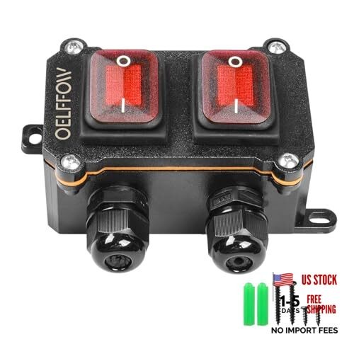 Waterproof On Off Toggle Switch Double Switch/Outlet with Red/2 Switch/2 Outlet