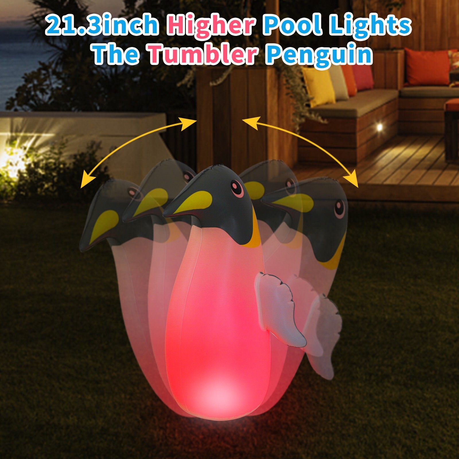 2 Pack Solar Floating Penguin Lights with Remote Waterproof 16 Colors 4 Modes