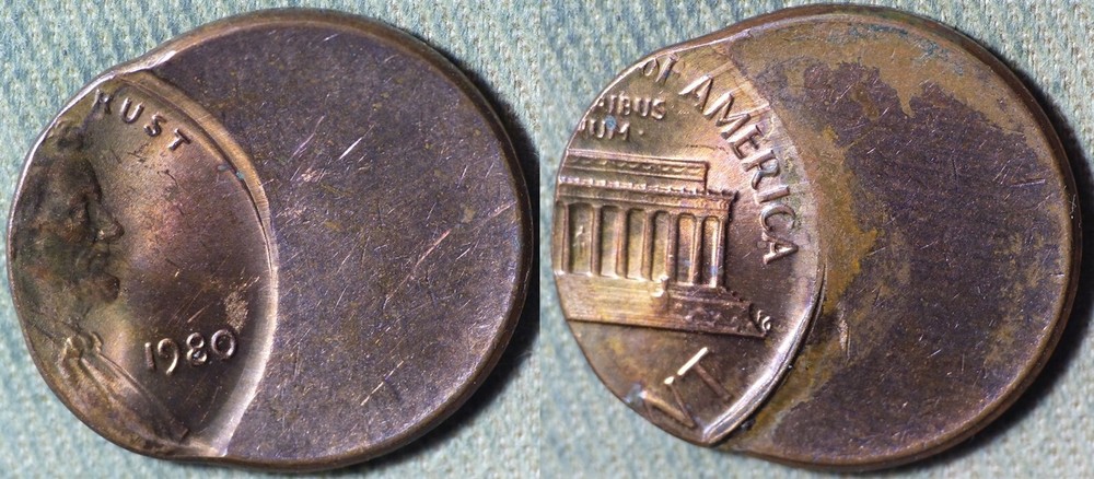 Error : Lincoln Cent 1980 Full Date 75% Off Center IREC2276