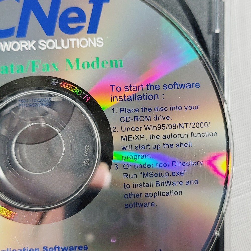 CNet Total Network Solutions C56K Data/Fax Modem Software Disc CD Rom 2001