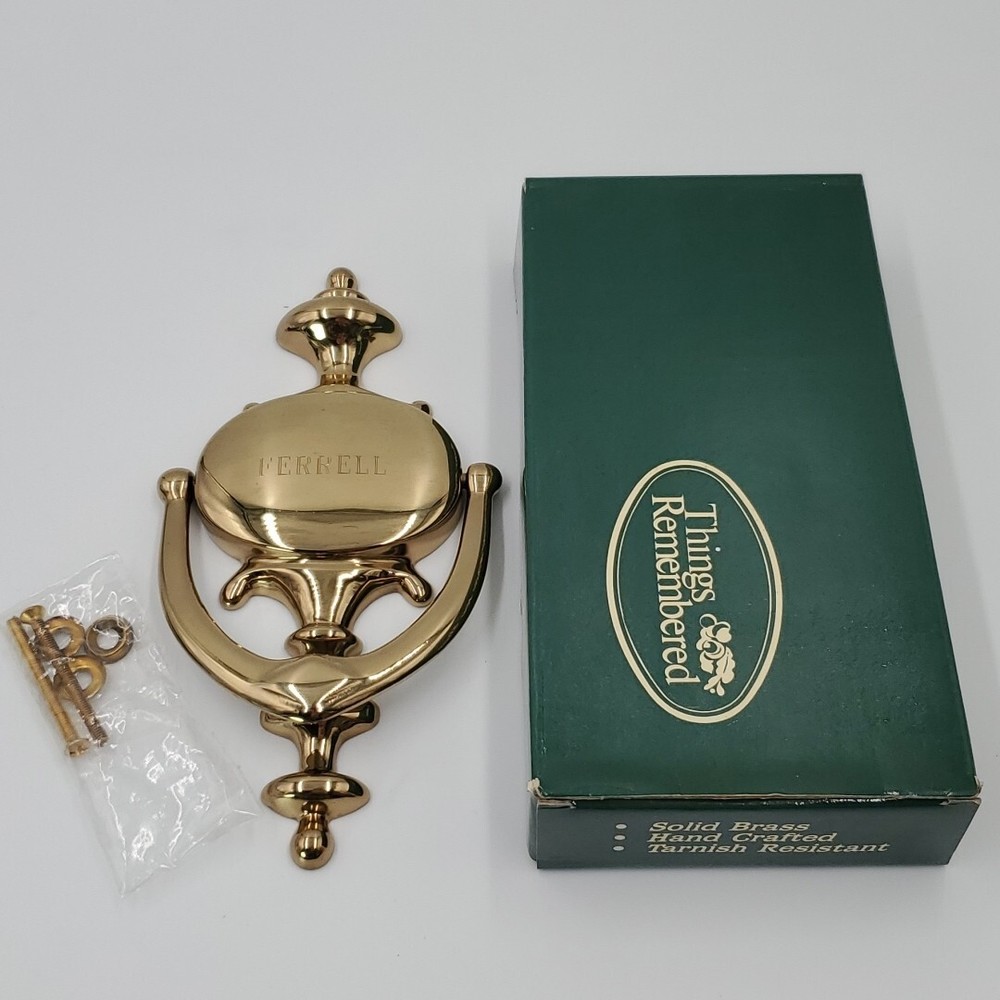 Things Remembered "FERRELL" Polished Solid Brass Door Knocker & Hardware SPAIN