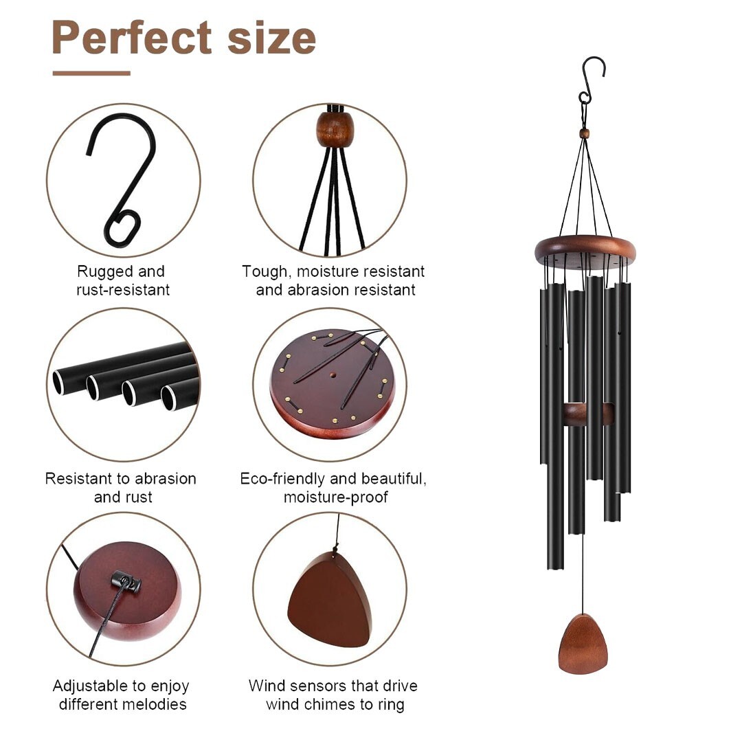 Large Deep Resonance Serenity Wind Chimes Metal Deep Tone Outdoor Home Decor US