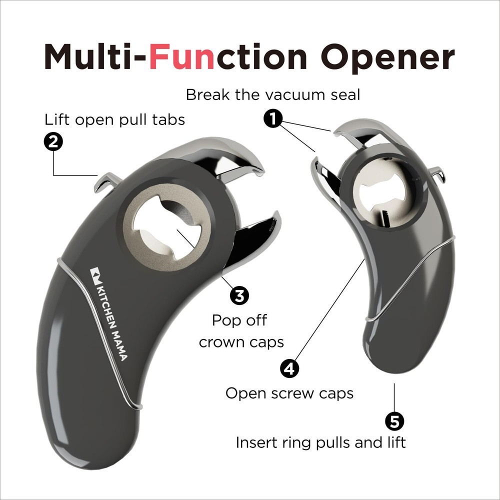 Multifunction Opener for Weak Hands Pull Tab Jar and Bottle Opener