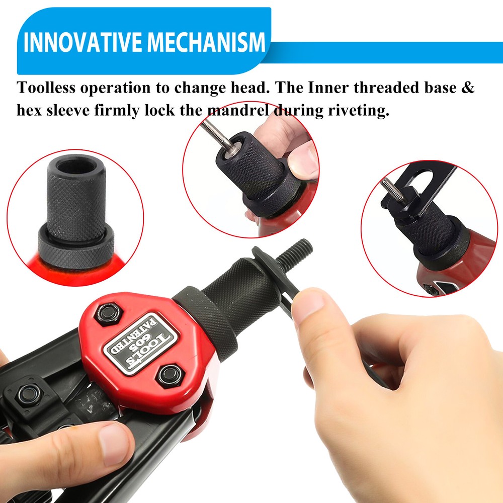 1510PC Rivet Nut Gun Kit Rivnut Setting Tools Nut Setter Tool Hand Blind Riveter