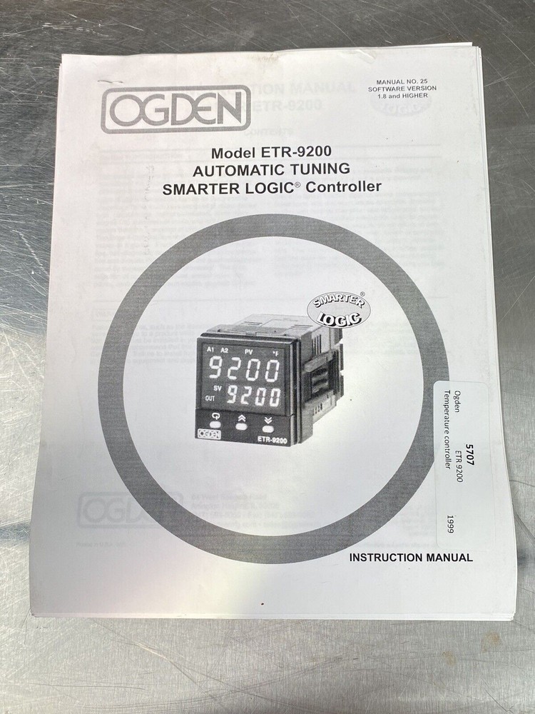 Ogden Etr-9200 Automatic Tuning Smarter Logic Comtroller - Users Manual / Book