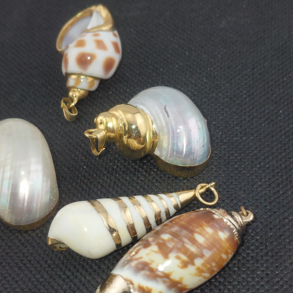 Gold Gilded Sea Shells Pendants 11 Total