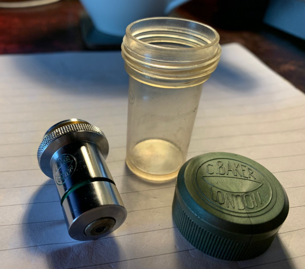 Vintage C. Baker Microscope Objective Lens - 40x Magnification NA 0.7