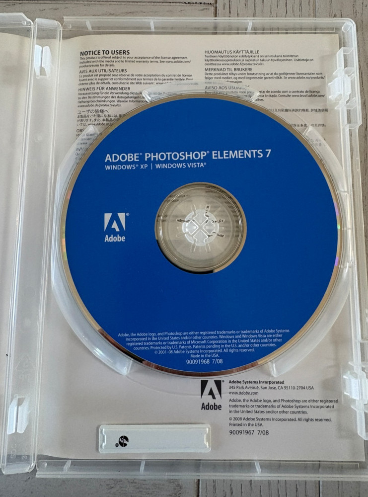 Adobe Photoshop Elements 7 Software For PC W/ Serial Number