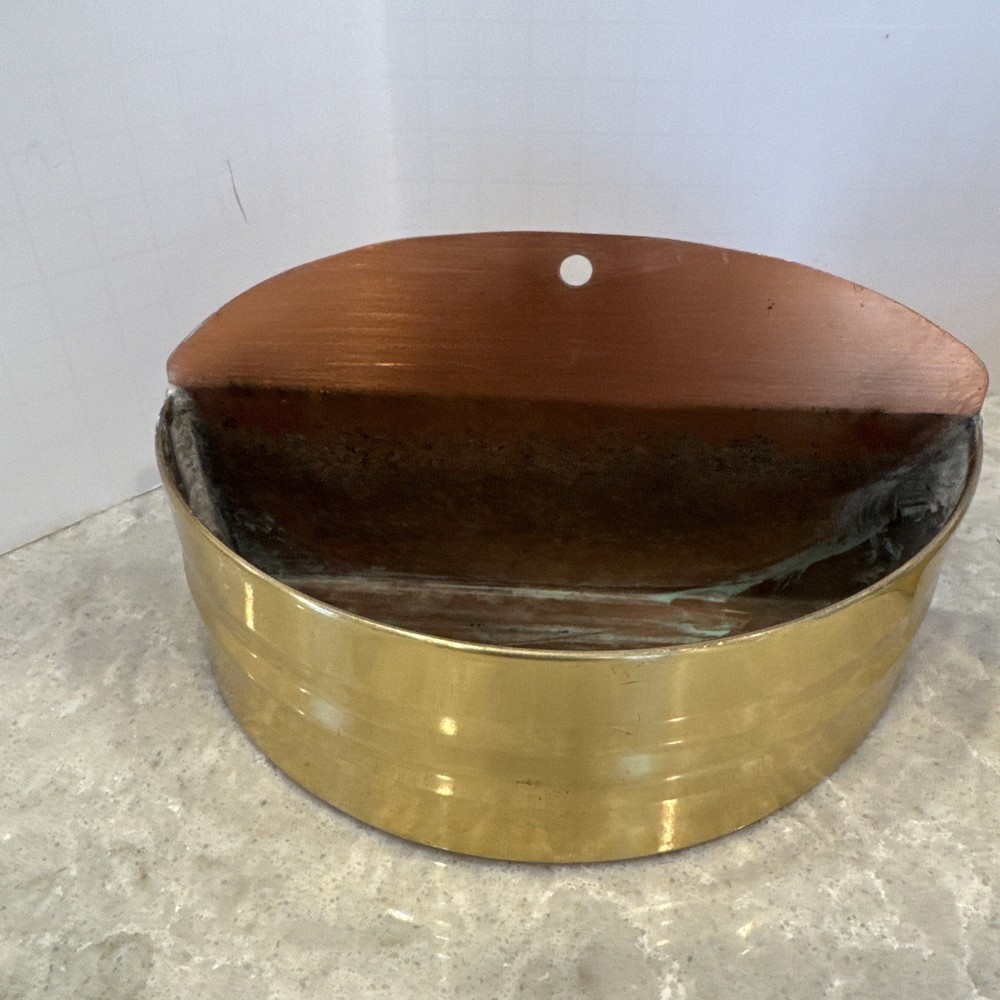 Vintage Sturdy Copper Wall Pockets Flat Back Metalware 2