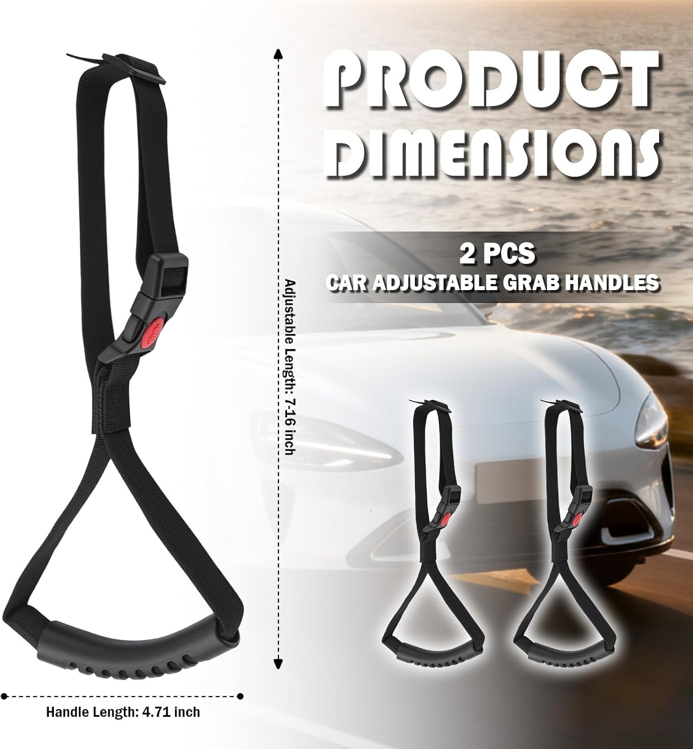 2PCS Car Door Handle for Elderly,Adjustable & Portable Car Handle Assist for Eld