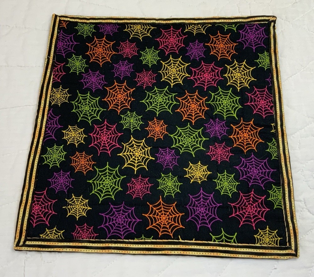 Hand Made Patchwork Quilt Table Topper, Fall, Halloween, Triangles & Squares