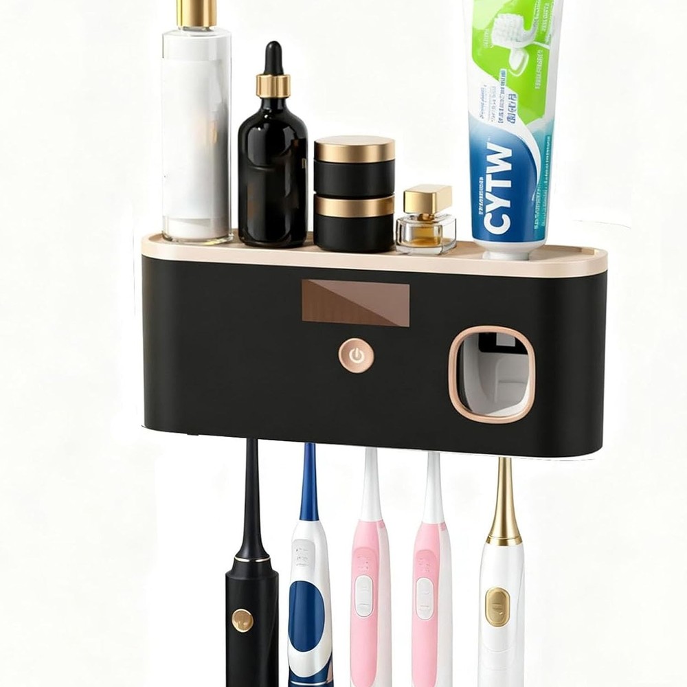 Toothbrush Sterilizer Holder Wall Mounted, USB Rechargeable Automatic Toothpa...
