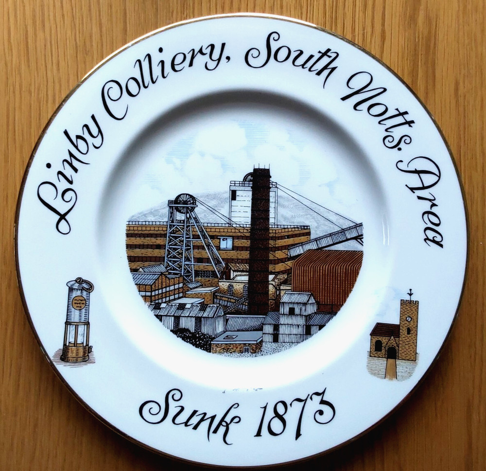 Commemorative Bone China Mining Plate Linby Colliery.  Limited Ed.