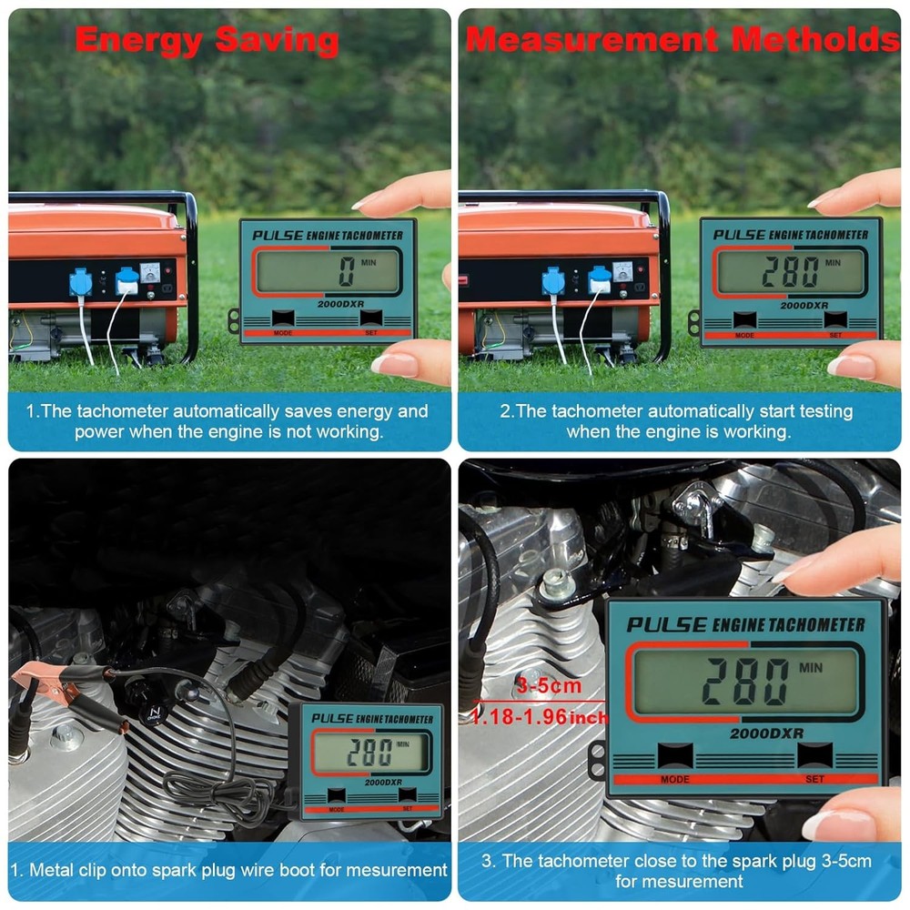 Handheld Digital Induction Chainsaw Tachometer, 2 Stroke 4 Stroke Small Engin...