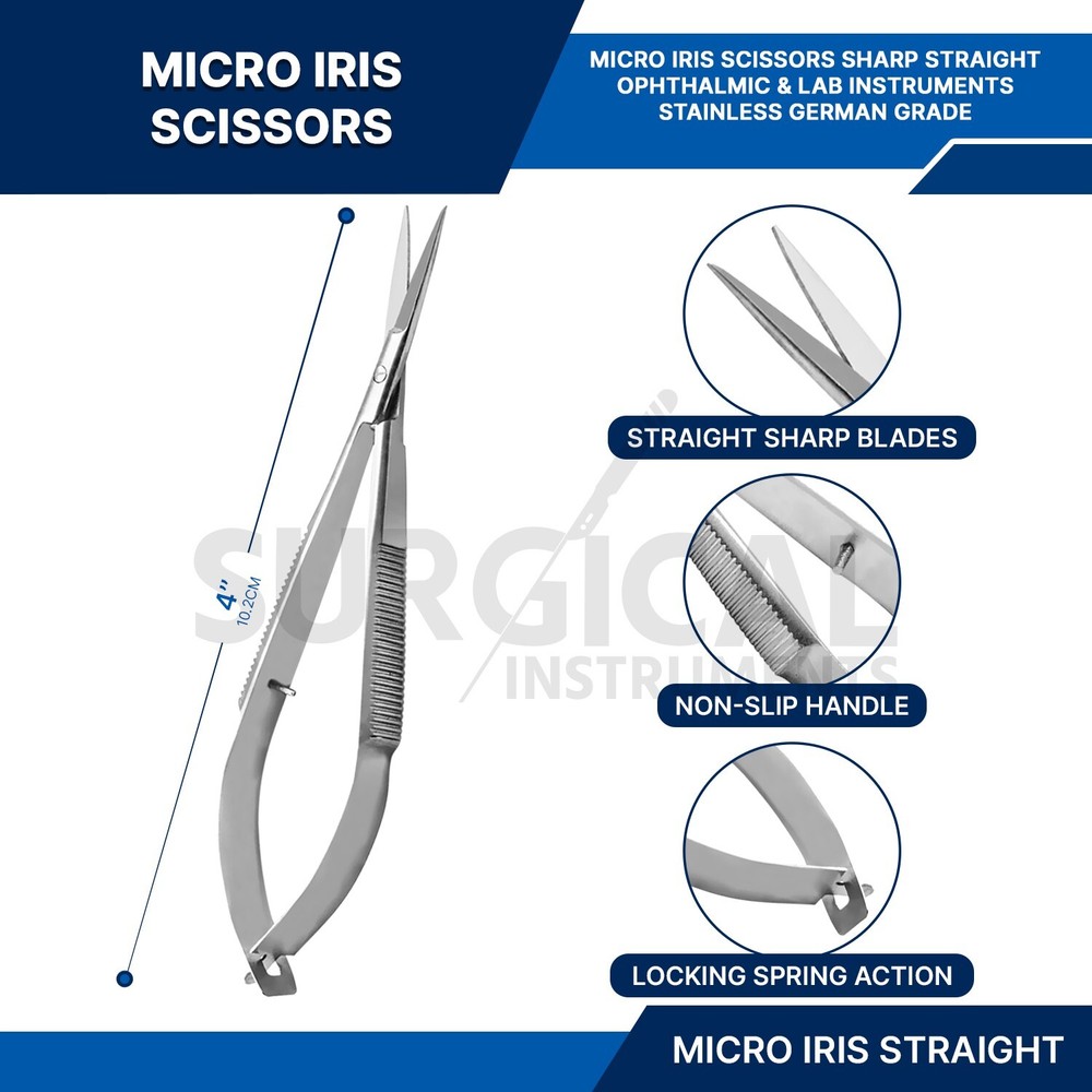 3 Pcs Micro Iris Scissors Sharp Straight Curved Angled Ophthalmic Instruments