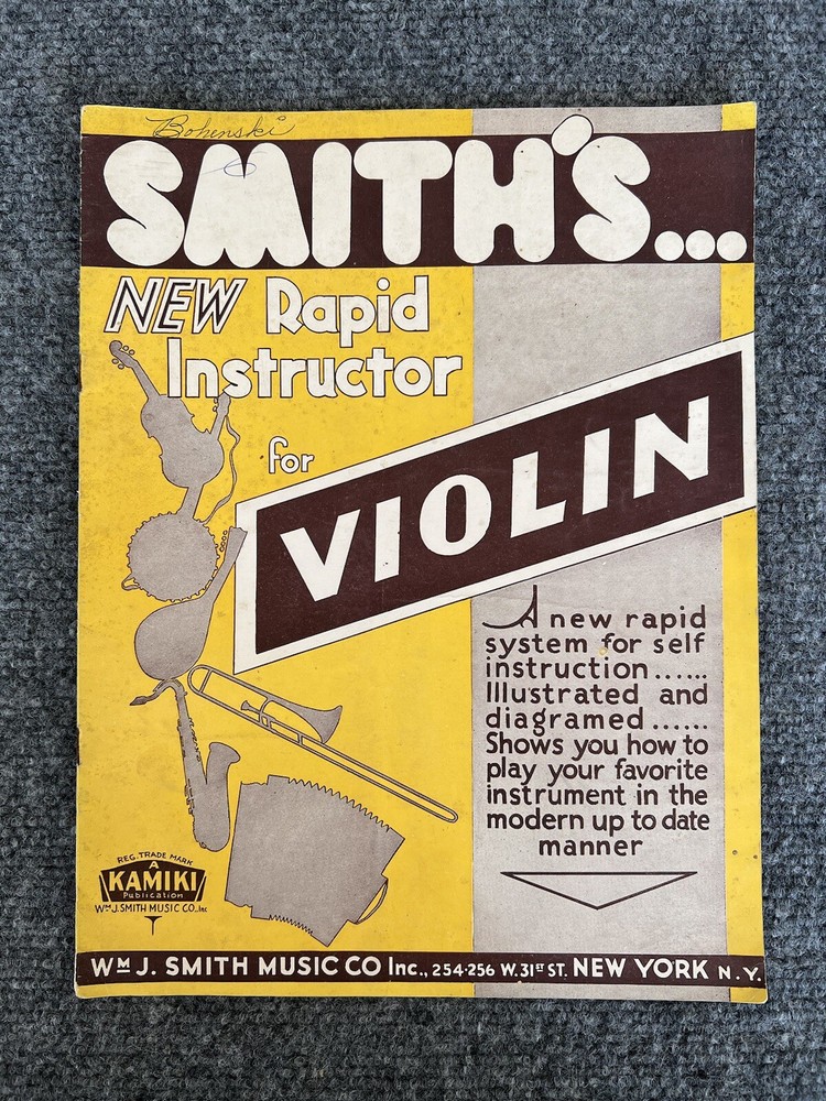 Smith’s New Rapid Instructor For Violin 1936 Instruction Booklet