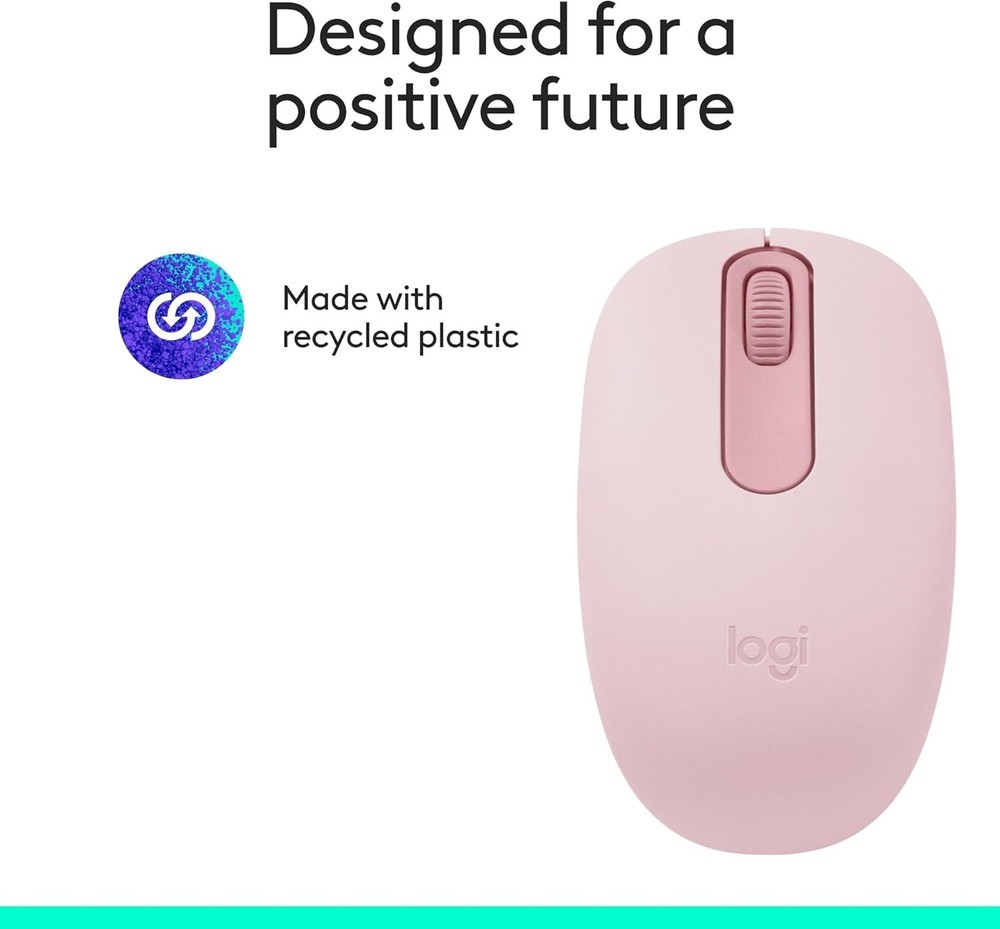 Logitech M196 Light Bluetooth Wireless Optical Mouse Compact 3-Button Rose Pink