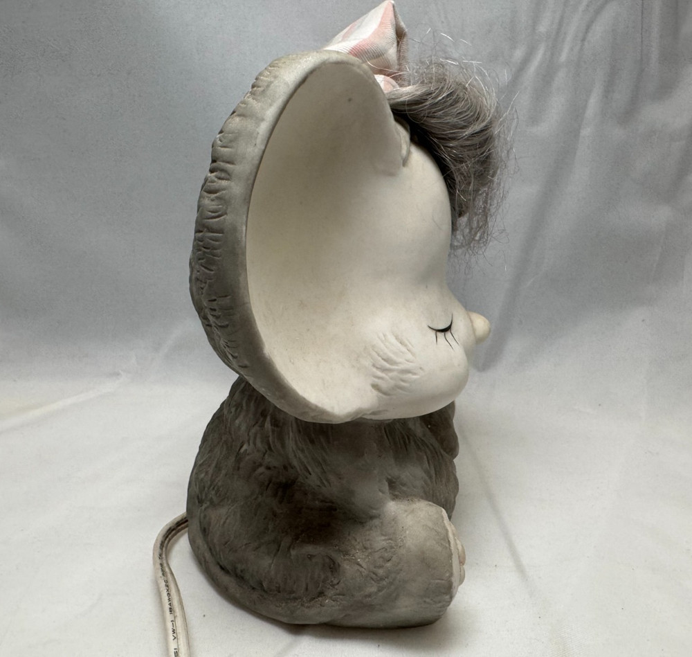Vintage Ceramic Sleeping Mouse Bisque Nursery Night Light Excellent Condition