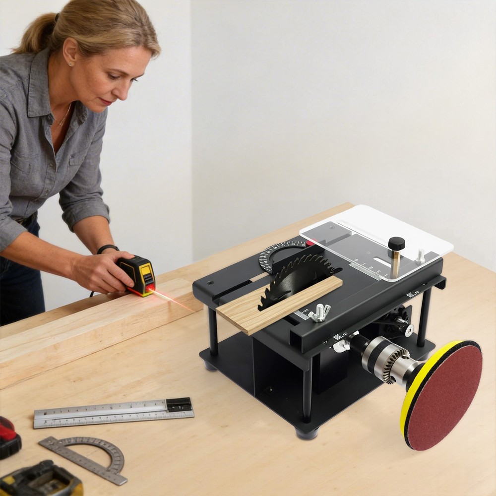 Table Saw with Sandpapers, Multi-functional Desktop Table Saw, Mini Table Saw