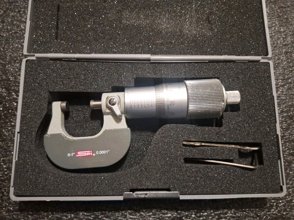 SPI 0-1" No. 21-897-6 Quick Setting Micrometer .0001" W/ Carbide Tips.