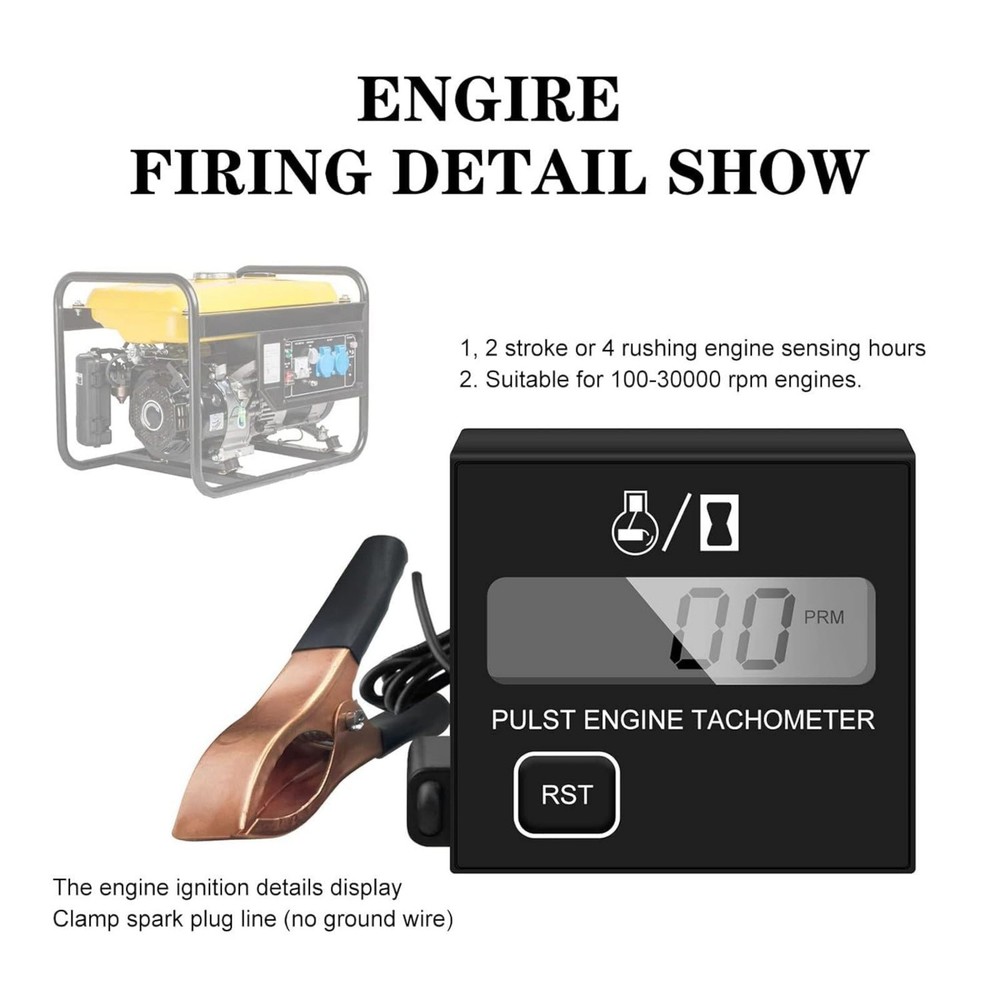 30000RPM Durable 2 & 4 Stroke Tachometer Gauge For Small Engine Tachometer