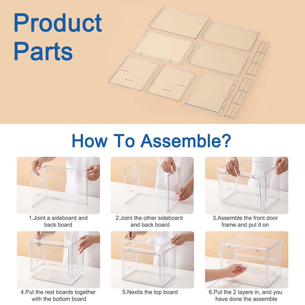 Acrylic Display Case,Upgrade 3 Tiers Clear Display Case with 2 Adjustable Divide