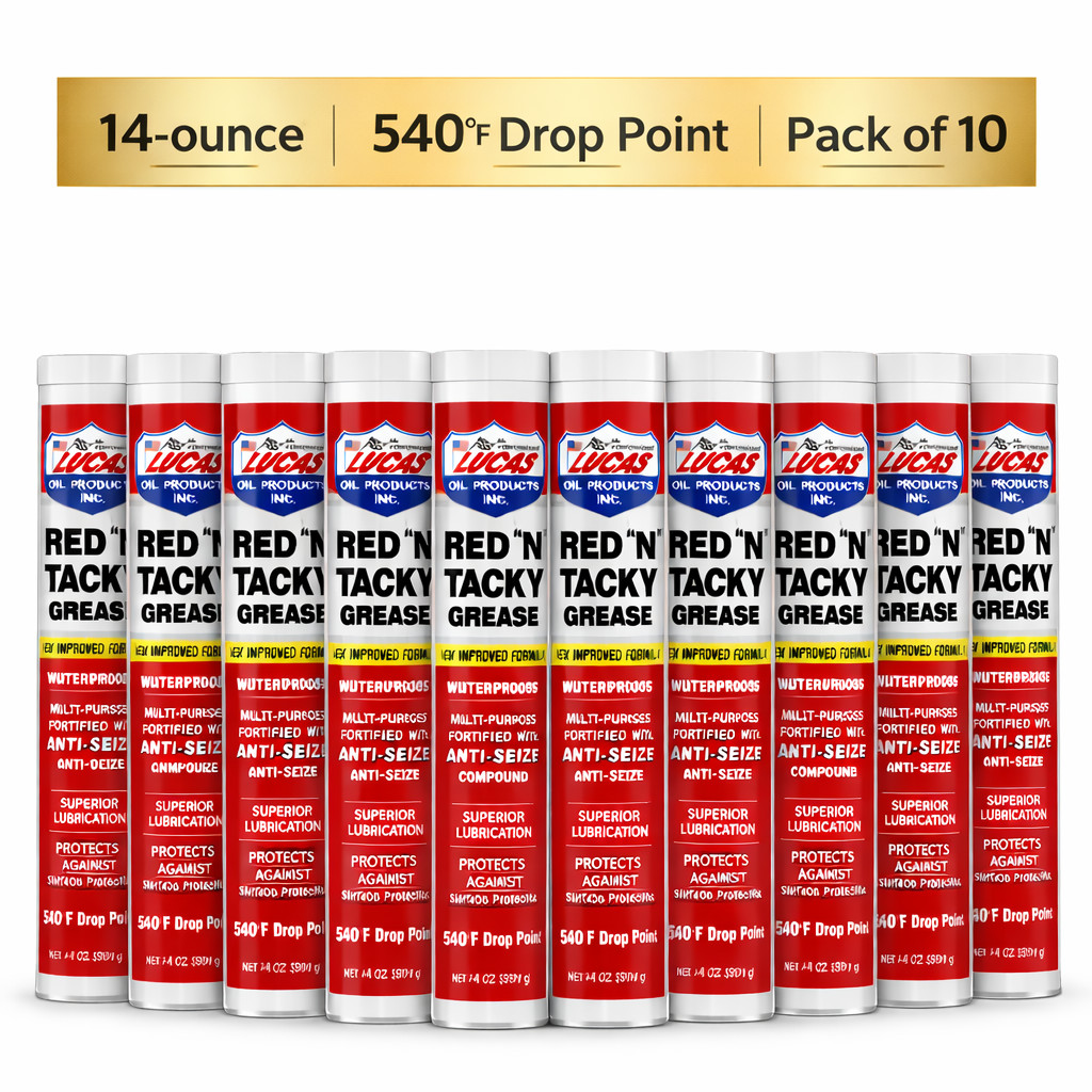 Lucas Oil 10005 Red "N" Tacky Grease 14-ounce 540°F Drop Point (Pack of 10)