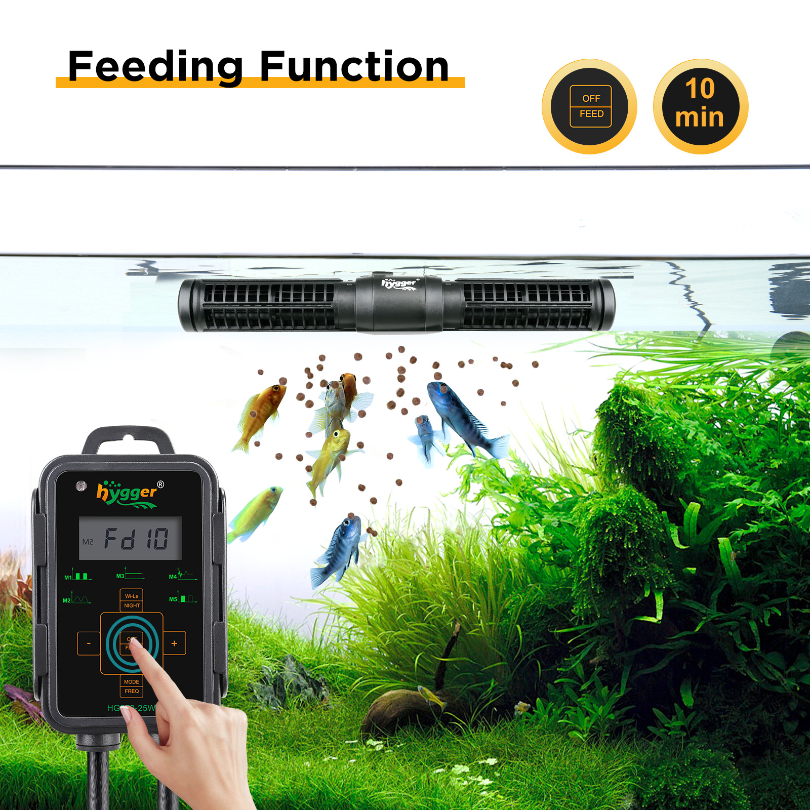 hygger Aquarium Wave Maker Adjustable Cross Flow Pump LED Display Up to 265 Gal