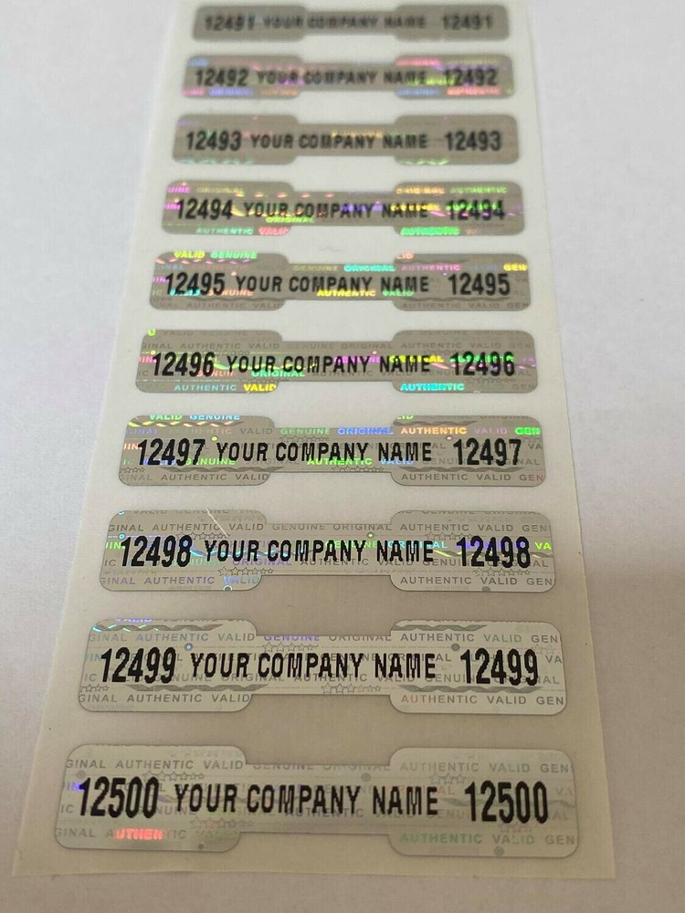 100 CUSTOM PRINTED TAMPER EVIDENT HOLOGRAM DOGBONE SECURITY VOID LABELS