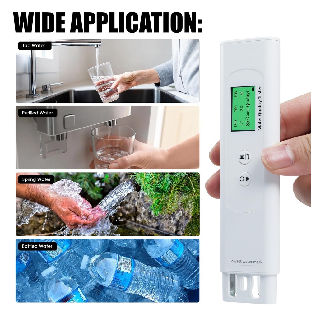 Water Quality Tester for Drinking Water, Portable 6-in-1 TDS Meter TOC, COD, ...