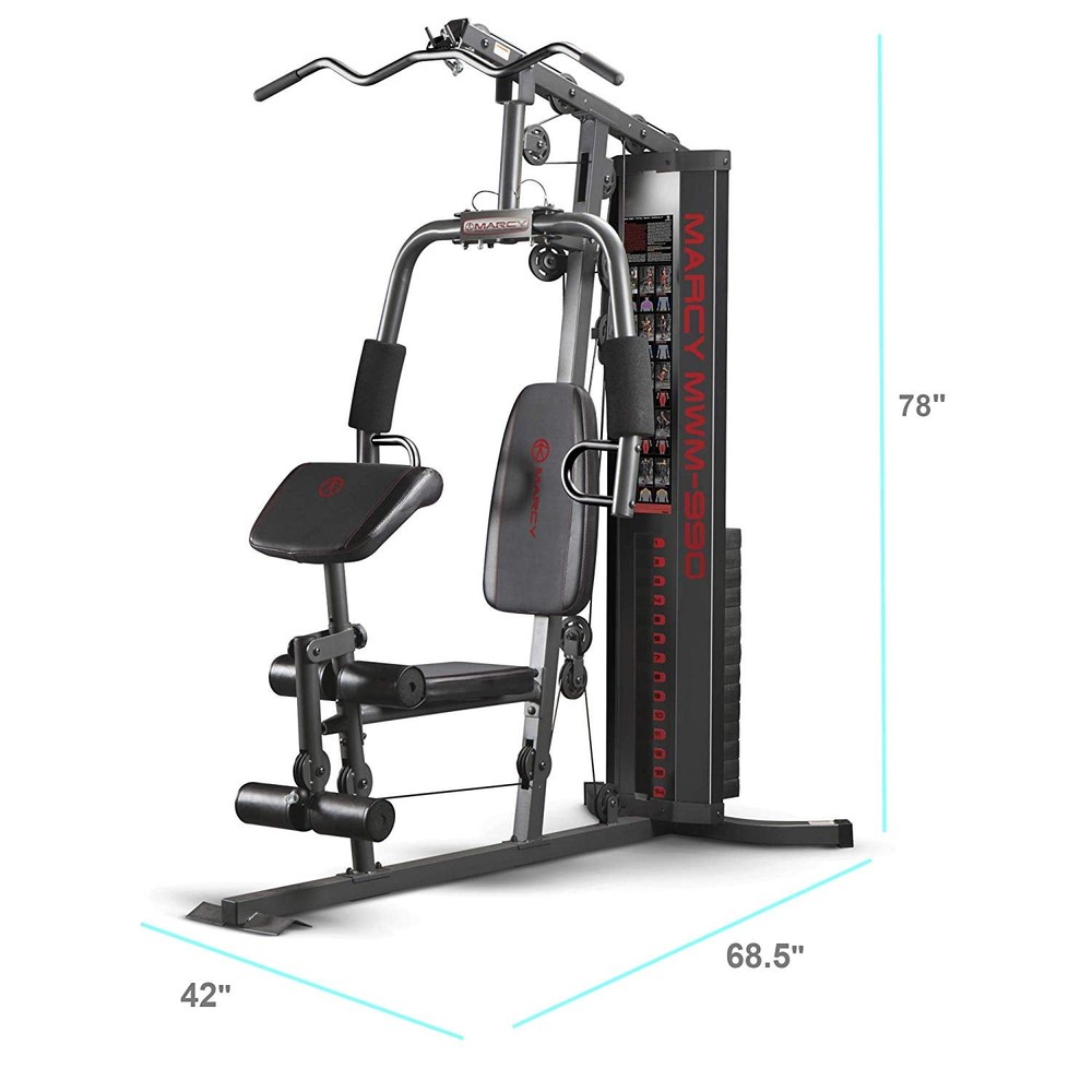 Marcy Full Body 150lb Weight Stack Home Gym Dual-Functioning Workout Machine
