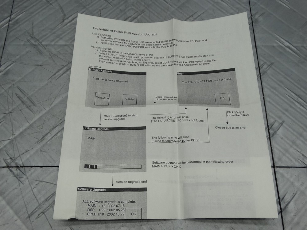 Noritsu Buffer PCB Software Disk J390712 / Z021411-01 / F600262-01