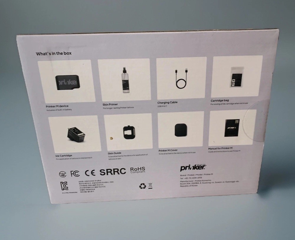 New Prinker M Black 3-D Custom Temporary Tattoo Device Printer Sealed Box