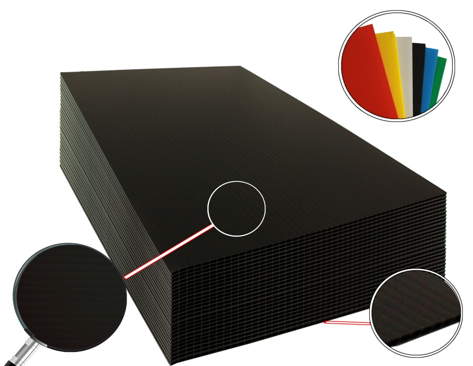 4mm Corrugated Black Plastic Sheets 18x24 24x36 24x48 36x36 Coroplast Sign SALE