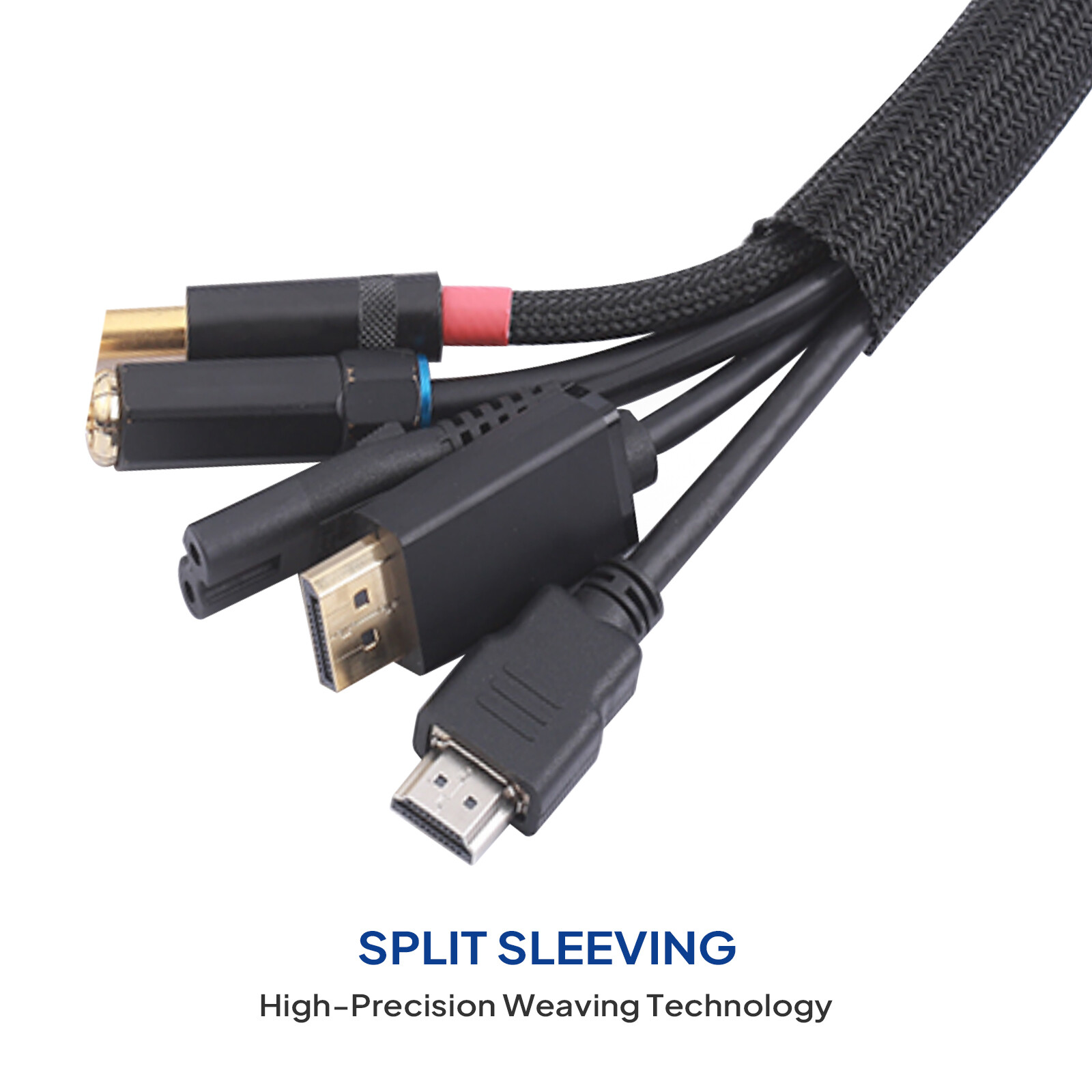 Self-Wrapping Braided Wire Split-Sleeving Cables Organized Protector 10/25ft