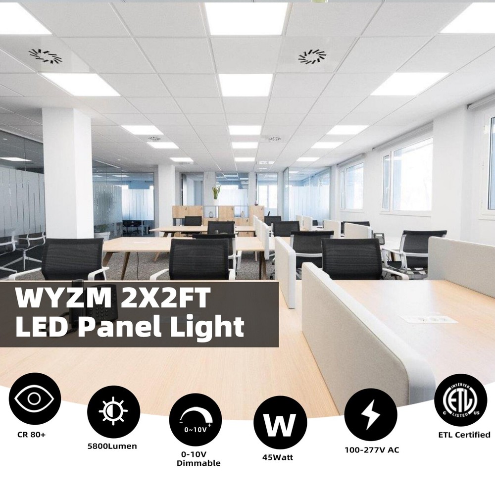4 Pack 2x2FT LED Flat Panel Light 48W Drop Ceiling Commercial Office Home Lights