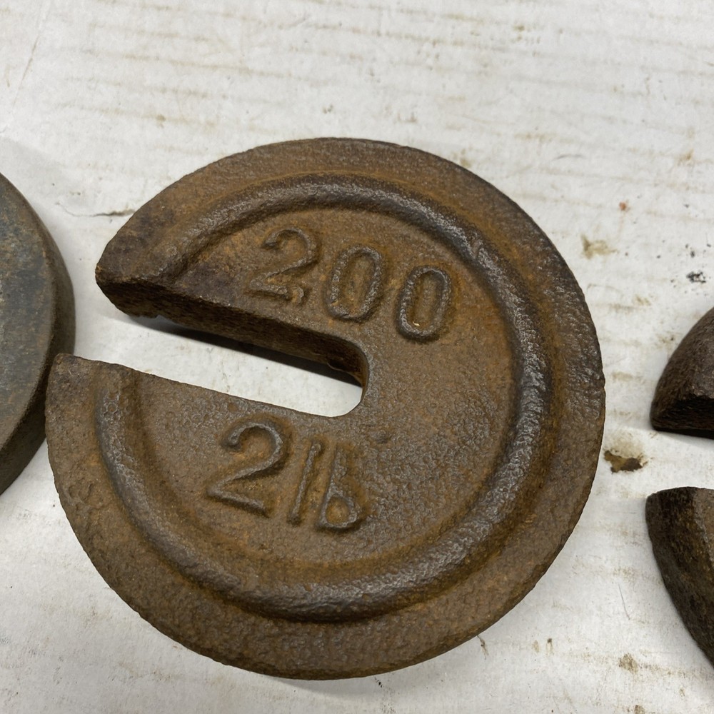 Antique Platform Scale Weights 200 2LB (2) 200 1LB PFC-12