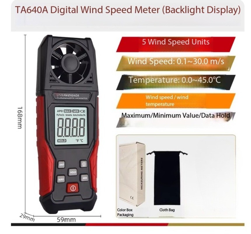 Handheld Anemometer Wind Speed Measuring Instrument High-Precision Wind Speed M